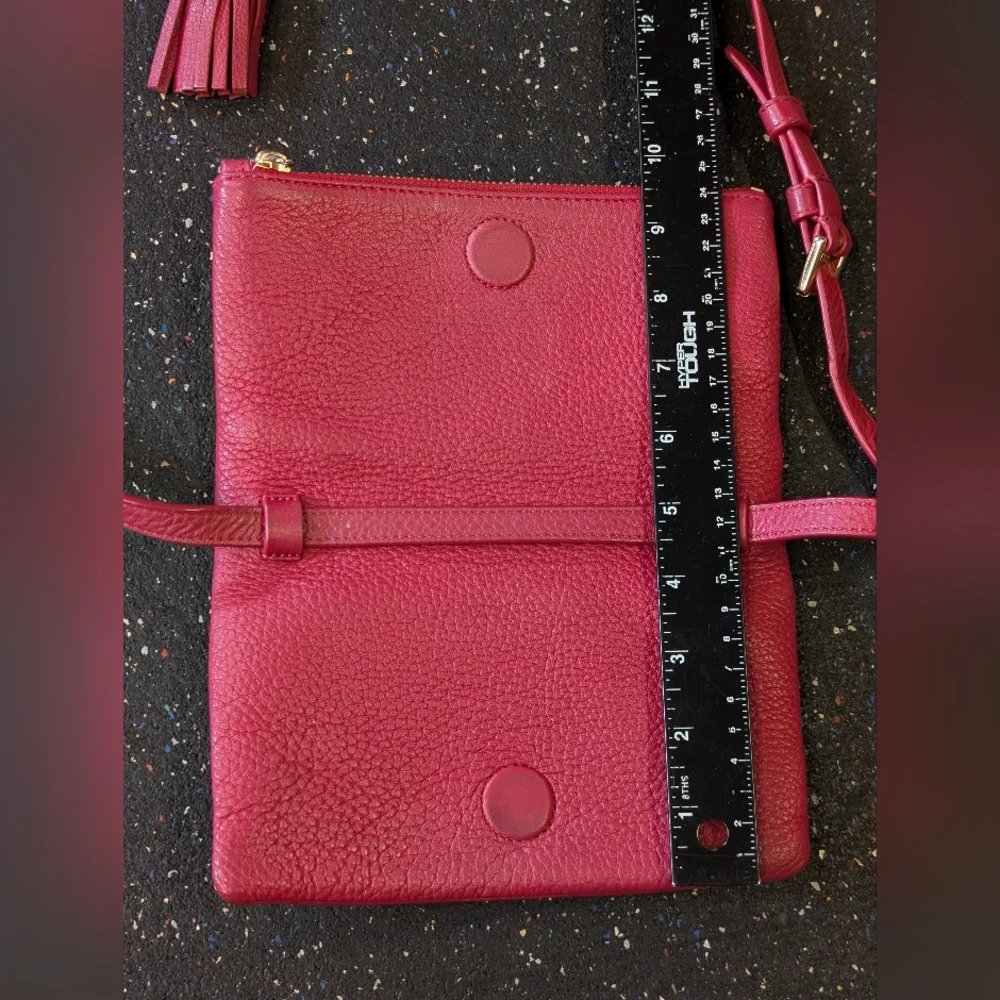 Tory Burch Mini Robinson Fold over Red Pebbled Leather Crossbody